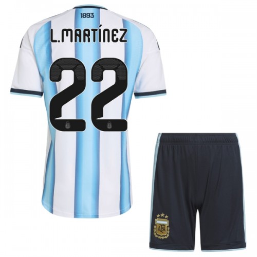 Camisola + Calções Argentina Lautaro Martinez 22 Criança Equipamento 1ª Mundial 2026 Camisola + Calções Argentina Lautaro Martinez 22 Criança Equipamento 1ª Mundial 2026