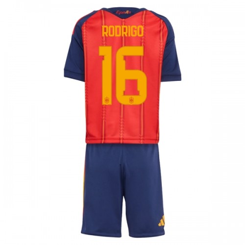 Camisola + Calções Espanha Rodrigo 16 Criança Equipamento 1ª Mundial 2026 Camisola + Calções Espanha Rodrigo 16 Criança Equipamento 1ª Mundial 2026