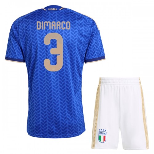 Camisola + Calções Itália Dimarco 3 Criança Equipamento 1ª Mundial 2026 Camisola + Calções Itália Dimarco 3 Criança Equipamento 1ª Mundial 2026
