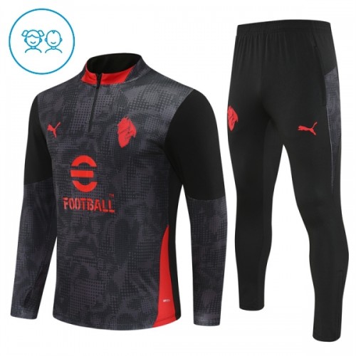 AC Milan Criança Conjunto de Moletom de Treino Quarto-Zíper 2025-26 Preta AC Milan Criança Conjunto de Moletom de Treino Quarto-Zíper 2025-26 Preta
