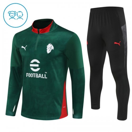 AC Milan Criança Conjunto de Moletom de Treino Quarto-Zíper 2025-26 Verde AC Milan Criança Conjunto de Moletom de Treino Quarto-Zíper 2025-26 Verde
