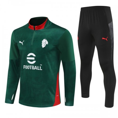 AC Milan Homen Conjunto de Moletom de Treino Quarto-Zíper 2025-26 Verde AC Milan Homen Conjunto de Moletom de Treino Quarto-Zíper 2025-26 Verde