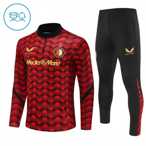Feyenoord Criança Conjunto de Moletom de Treino Quarto-Zíper 2025-26 Vermelha Feyenoord Criança Conjunto de Moletom de Treino Quarto-Zíper 2025-26 Vermelha