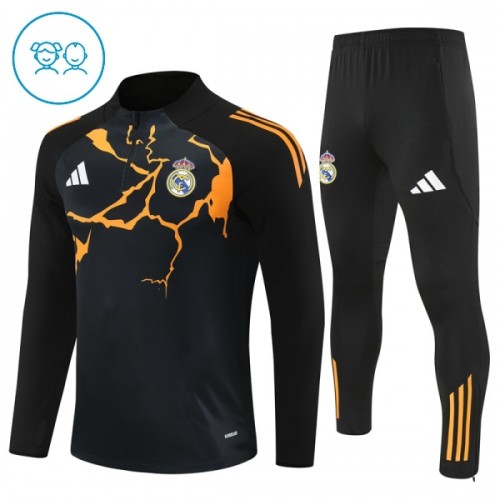 Real Madrid Criança Conjunto de Moletom de Treino Quarto-Zíper 2025-26 Preta Real Madrid Criança Conjunto de Moletom de Treino Quarto-Zíper 2025-26 Preta