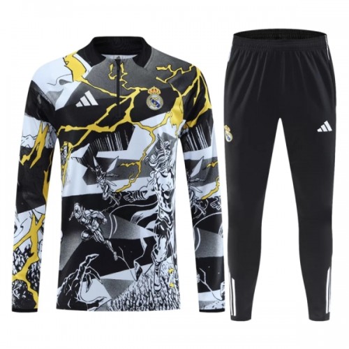 Real Madrid Marvel Homen Conjunto de Moletom de Treino Quarto-Zíper 2026-27 Preta Real Madrid Marvel Homen Conjunto de Moletom de Treino Quarto-Zíper 2026-27 Preta