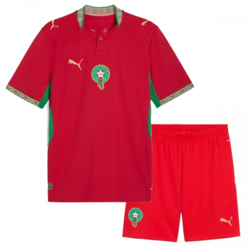 Camisola + Calções Marrocos Criança Equipamento 1ª Mundial 2026 Camisola + Calções Marrocos Criança Equipamento 1ª Mundial 2026