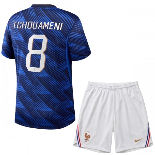 Camisola + Calções França Tchouameni 8 Criança Equipamento 1ª Mundial 2026 Camisola + Calções França Tchouameni 8 Criança Equipamento 1ª Mundial 2026