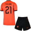 Camisola + Calções Holanda Frenkie de Jong 21 Criança Equipamento 1ª Mundial 2026 Camisola + Calções Holanda Frenkie de Jong 21 Criança Equipamento 1ª Mundial 2026