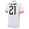 Camisola Holanda Frenkie de Jong 21 Homen Equipamento 2ª Mundial 2026 Camisola Holanda Frenkie de Jong 21 Homen Equipamento 2ª Mundial 2026