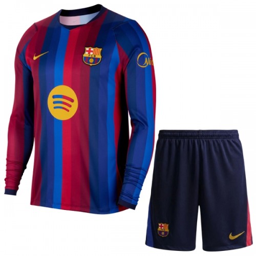 Camisola + Calções FC Barcelona Criança Manga Comprida Equipamento 1ª 2026-27 Camisola + Calções FC Barcelona Criança Manga Comprida Equipamento 1ª 2026-27