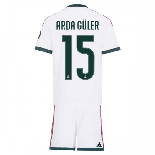 Camisola + Calções Real Madrid Arda Guler 15 Criança Equipamento 1ª 2026-27 Camisola + Calções Real Madrid Arda Guler 15 Criança Equipamento 1ª 2026-27