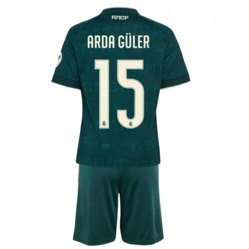 Camisola + Calções Real Madrid Arda Guler 15 Criança Equipamento 2ª 2026-27 Camisola + Calções Real Madrid Arda Guler 15 Criança Equipamento 2ª 2026-27