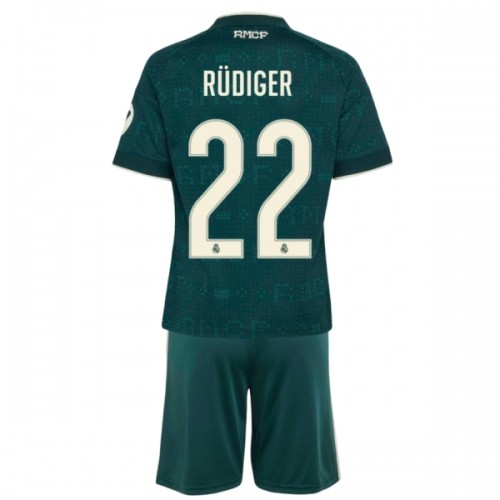 Camisola + Calções Real Madrid Rudiger 22 Criança Equipamento 2ª 2026-27 Camisola + Calções Real Madrid Rudiger 22 Criança Equipamento 2ª 2026-27