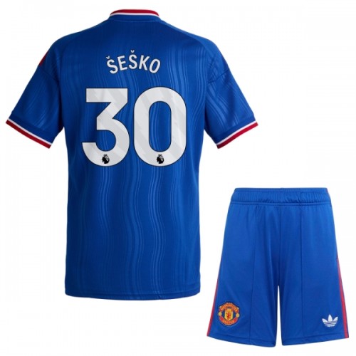 Camisola + Calções Manchester United Sesko 30 Criança Equipamento 2ª 2026-27 Camisola + Calções Manchester United Sesko 30 Criança Equipamento 2ª 2026-27