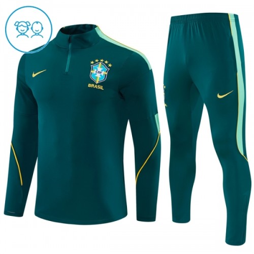 Brasil Criança Conjunto de Moletom de Treino Quarto-Zíper 2026-27 Verde Brasil Criança Conjunto de Moletom de Treino Quarto-Zíper 2026-27 Verde