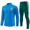 Brasil Homen Conjunto de Moletom de Treino Quarto-Zíper 2026-27 Azul