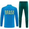 Brasil Homen Conjunto de Moletom de Treino Quarto-Zíper 2026-27 Azul