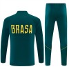 Brasil Homen Conjunto de Moletom de Treino Quarto-Zíper 2026-27 Verde