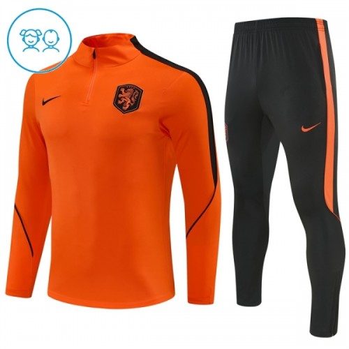 Holanda Criança Conjunto de Moletom de Treino Quarto-Zíper 2026-27 Laranja Holanda Criança Conjunto de Moletom de Treino Quarto-Zíper 2026-27 Laranja