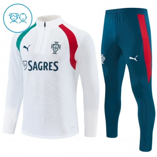 Portugal Criança Conjunto de Moletom de Treino Quarto-Zíper 2026-27 Branca Portugal Criança Conjunto de Moletom de Treino Quarto-Zíper 2026-27 Branca