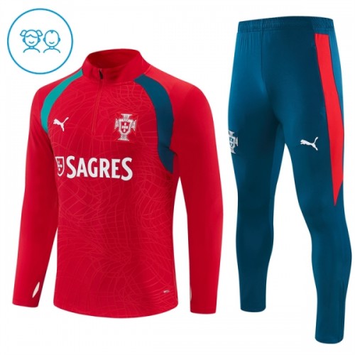 Portugal Criança Conjunto de Moletom de Treino Quarto-Zíper 2026-27 Vermelha Portugal Criança Conjunto de Moletom de Treino Quarto-Zíper 2026-27 Vermelha