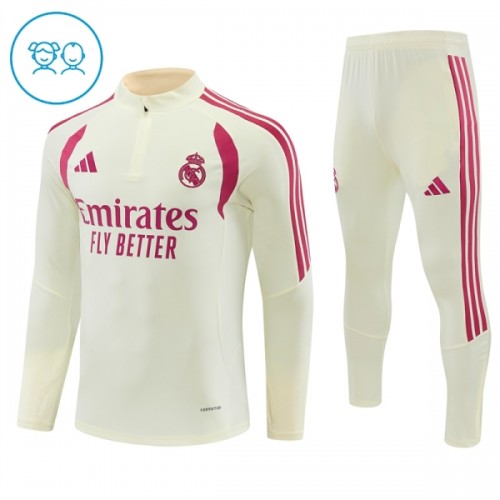 Real Madrid Criança Conjunto de Moletom de Treino Quarto-Zíper 2026-27 Branca Real Madrid Criança Conjunto de Moletom de Treino Quarto-Zíper 2026-27 Branca