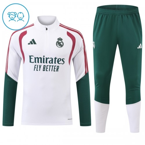 Real Madrid Criança Conjunto de Moletom de Treino Quarto-Zíper 2026-27 Branca Real Madrid Criança Conjunto de Moletom de Treino Quarto-Zíper 2026-27 Branca