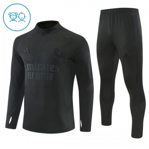 Real Madrid Criança Conjunto de Moletom de Treino Quarto-Zíper 2026-27 Preta Real Madrid Criança Conjunto de Moletom de Treino Quarto-Zíper 2026-27 Preta