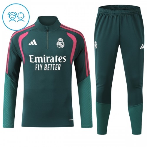 Real Madrid Criança Conjunto de Moletom de Treino Quarto-Zíper 2026-27 Verde Real Madrid Criança Conjunto de Moletom de Treino Quarto-Zíper 2026-27 Verde